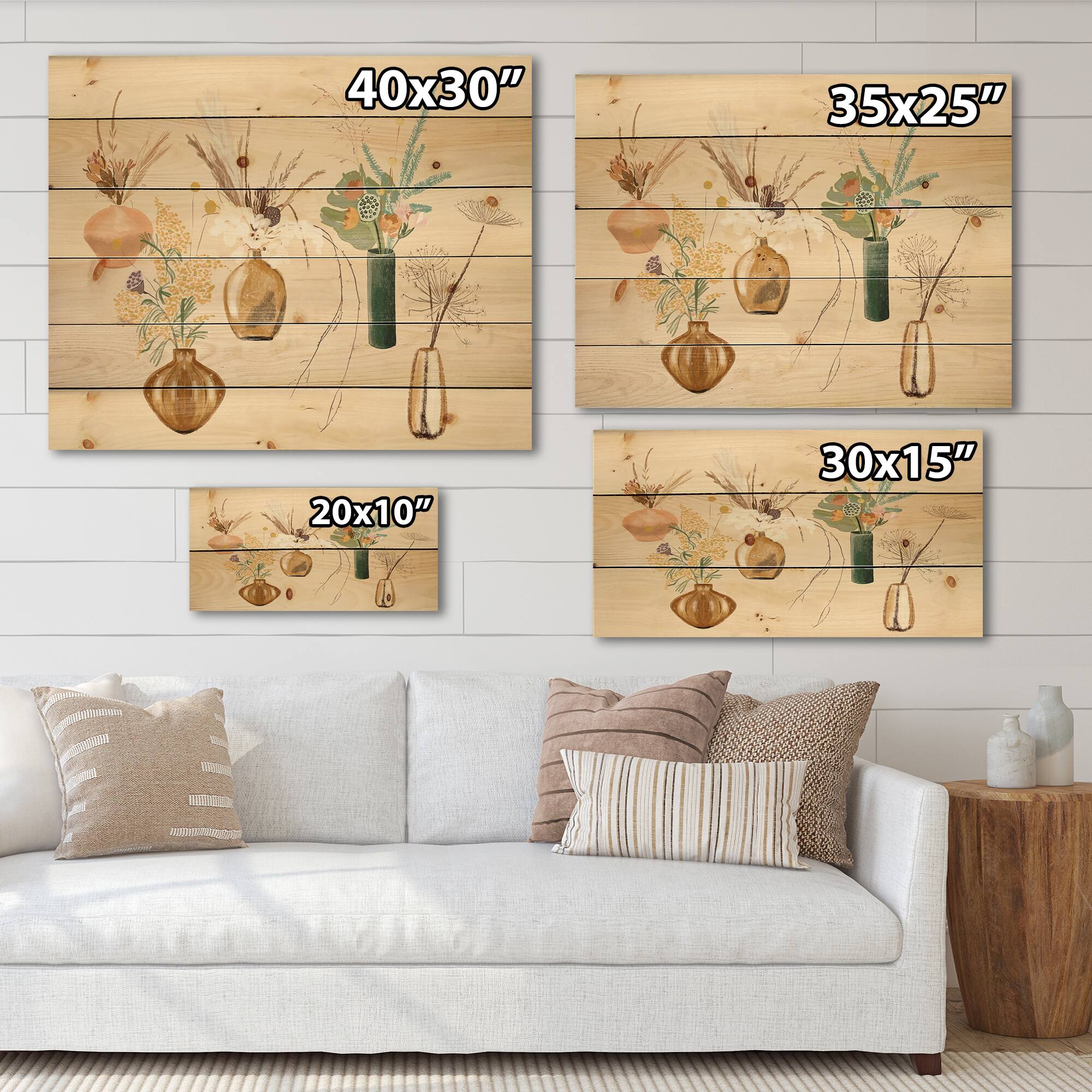 Designart - Bouquets Of Wildflowers In Gold Vases III